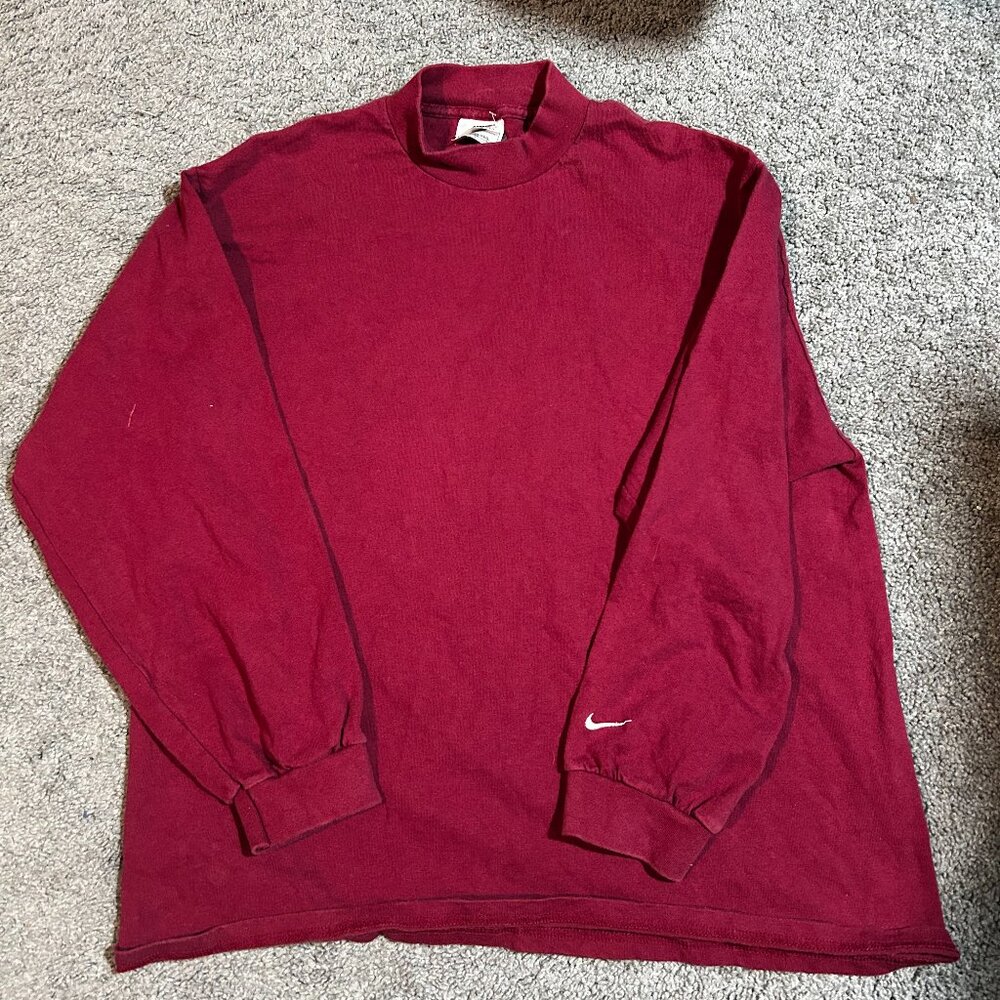 Vintage 90s Nike Burgundy Long Sleeve Sz L